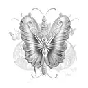 A horse shoe adorned with intricate butterfly wings tattoo design idea