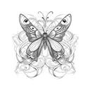 A horse shoe adorned with intricate butterfly wings tattoo design idea