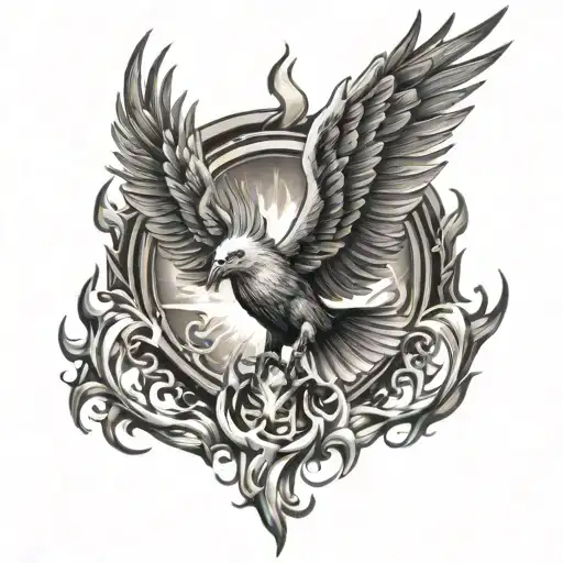 phoenix rising from flames tattoo design idea