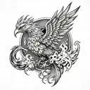 phoenix rising from flames tattoo design idea