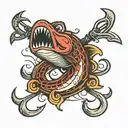 fishing line and hook with text that says Bloop Bloop! tattoo design idea