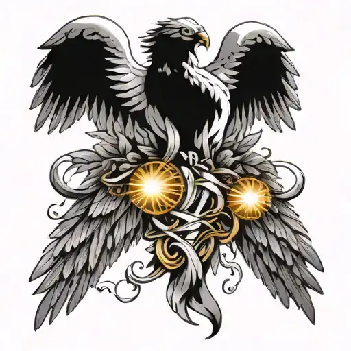 Majestic Angel wings that start to have some damage and rays of light midway expanding out with a hint of corruption  tattoo design idea