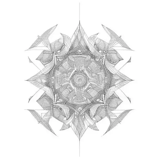 Blades. Chaotic lines.  Sharp blades. tattoo design idea