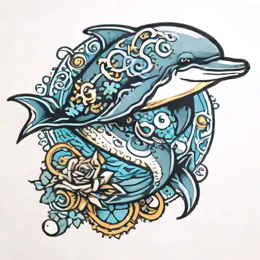 dolphin + minion.   tattoo design idea