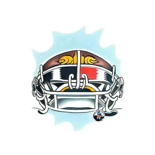 A traditional style tattoo of the Pittsburgh Steelers and Cleveland Browns helmets head to head tattoo design idea