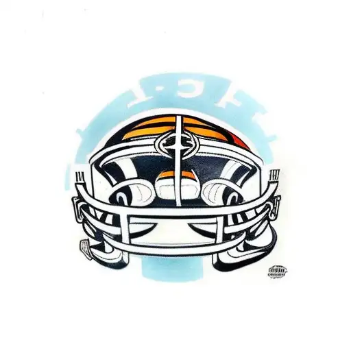 A traditional style tattoo of the Pittsburgh Steelers and Cleveland Browns helmets head to head tattoo design idea