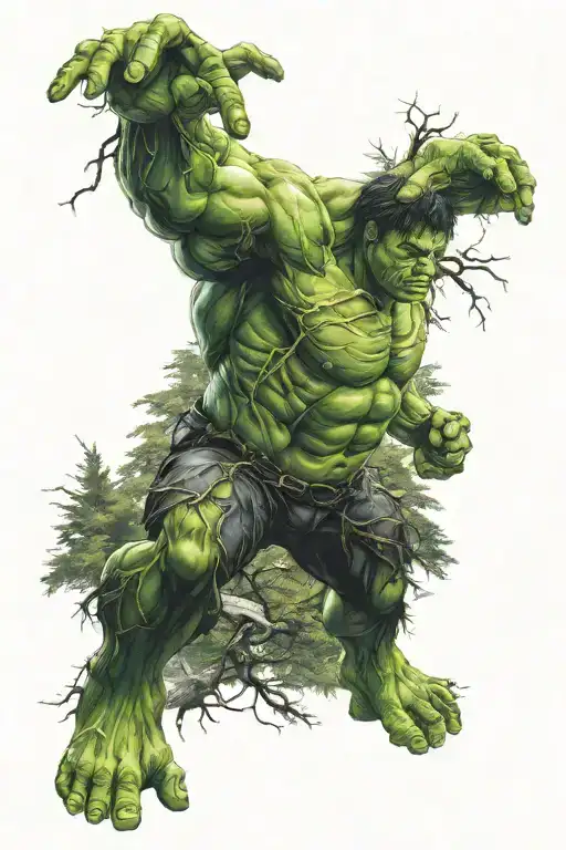 hulk forest tattoo design idea