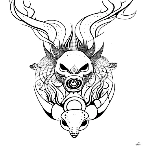 A surrealistic fusion of animals and demons tattoo design idea