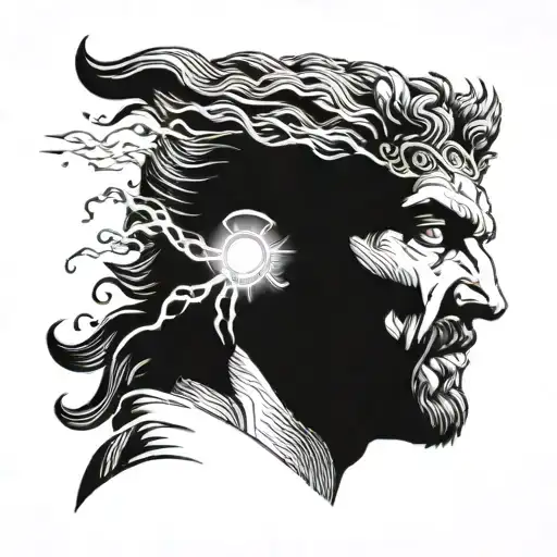 Greek god with lightning in his eyes tattoo design idea