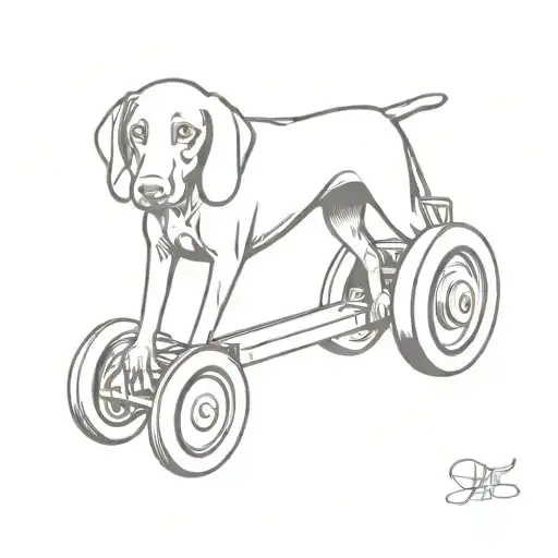 weimaraner sitting on a tractor tattoo design idea