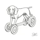 weimaraner sitting on a tractor tattoo design idea