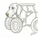 weimaraner sitting on a tractor tattoo design idea