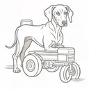 weimaraner sitting on a tractor tattoo design idea