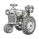 weimaraner laying on a tractor tattoo design idea
