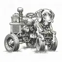 weimaraner laying on a tractor tattoo design idea