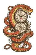 king cobra snake around clock face tattoo design idea