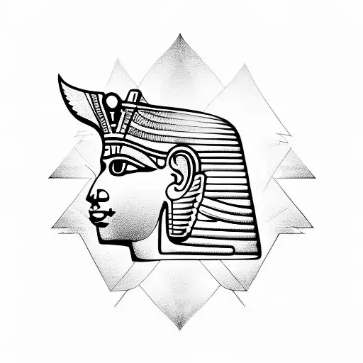 Ancient Egyptian hieroglyphs mixed with modern symbols representing tour guiding tattoo design idea