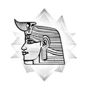 Ancient Egyptian hieroglyphs mixed with modern symbols representing tour guiding tattoo design idea