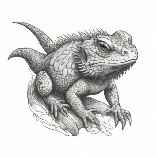 cute bearded dragon tattoo design idea