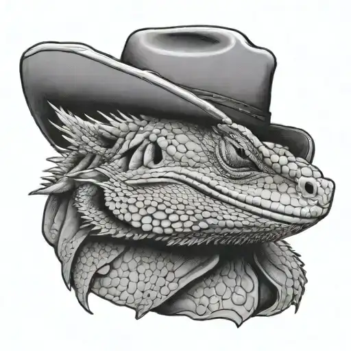 bearded dragon with cowboy hat tattoo design idea