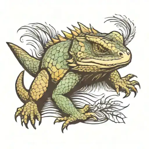 cute bearded dragon tattoo design idea