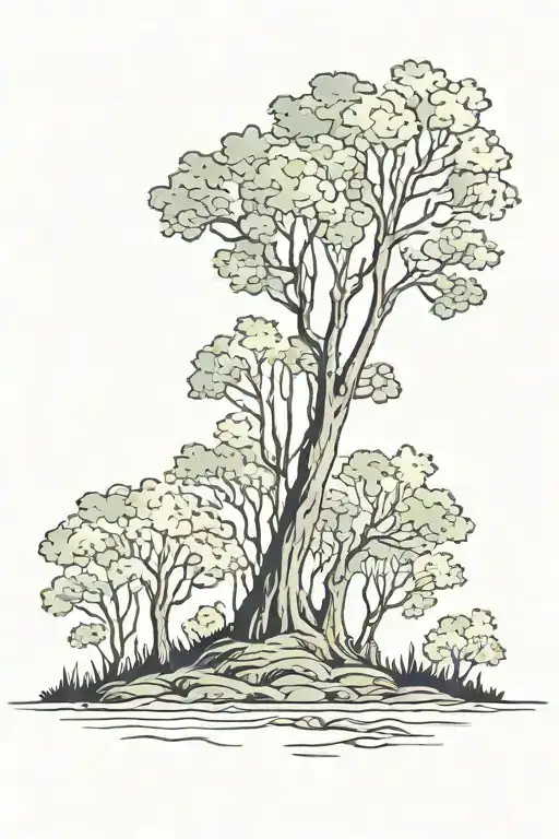 forest landscape symbolizing silence tattoo design idea