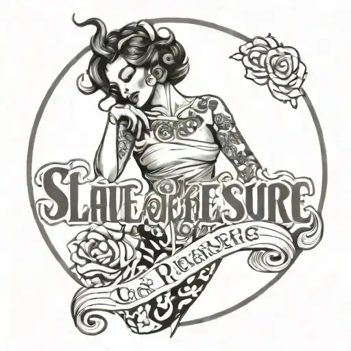 Text "slave of pleasure" tattoo design idea
