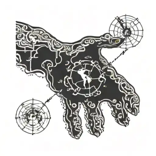 the silhouette of the world in the palm of a rich man's hand tattoo design idea