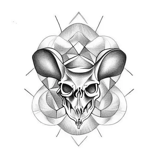rat skull gothic tattoo design idea