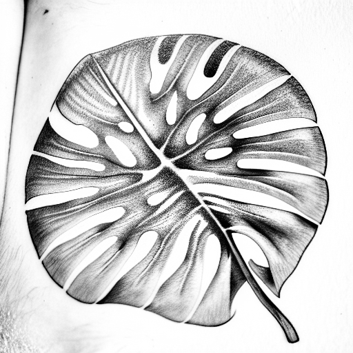 monstera plant leaf thick lines tattoo design idea