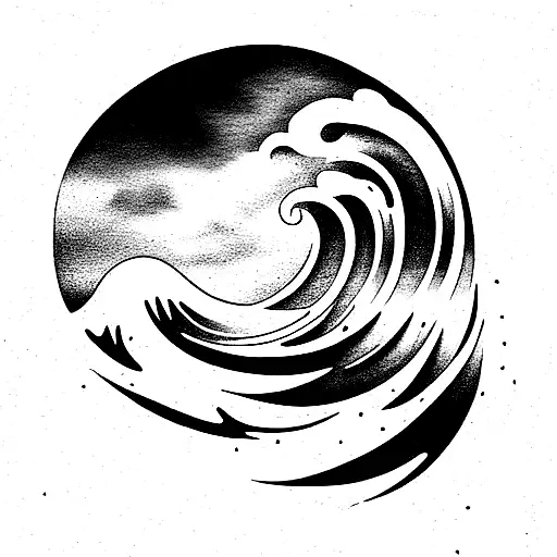 stormy sea in glass bottle with waves crashing tattoo design idea