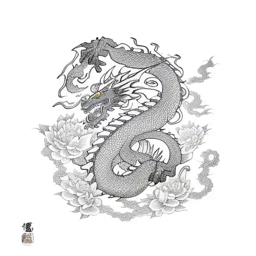 japanese dragon outline tattoo