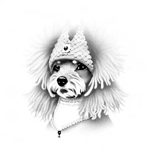 black toy poodle tattoo design idea