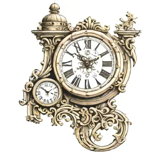 Top section (shoulder):  The Roman clock showing 11:11, wrapping over the shoulder to give a rounded, encompassing effec tattoo design idea