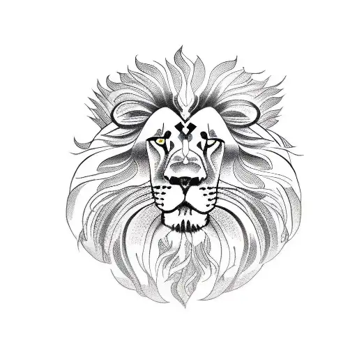 Lion with puppies tattoo design idea