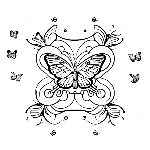222 with butterflies  tattoo design idea