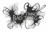 "bad timing" text written, depression, dark mood, insanity, only text, no background tattoo design idea