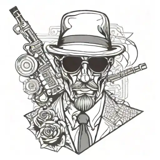 gangster statue tattoo design idea