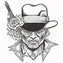 gangster statue tattoo design idea