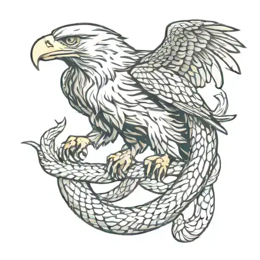 eagle fighting snake wrapped tattoo design idea