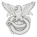 eagle fighting snake wrapped tattoo design idea