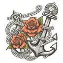 letter t and boat anchor and infinity tattoo design idea