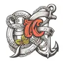 letter t and boat anchor and infinity tattoo design idea