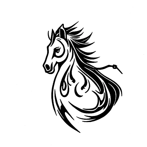 horse lightning sword tattoo design idea