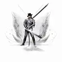 man on horse with lightning sword tattoo design idea