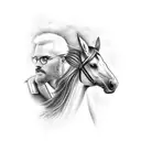 man on horse with lightning sword tattoo design idea