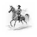man on horse with lightning sword tattoo design idea