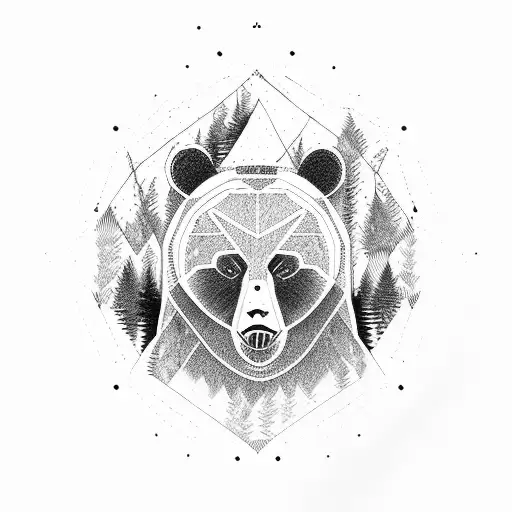 bear in forest forearm tattoo design idea