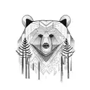 bear in forest forearm tattoo design idea
