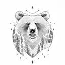 bear in forest forearm tattoo design idea